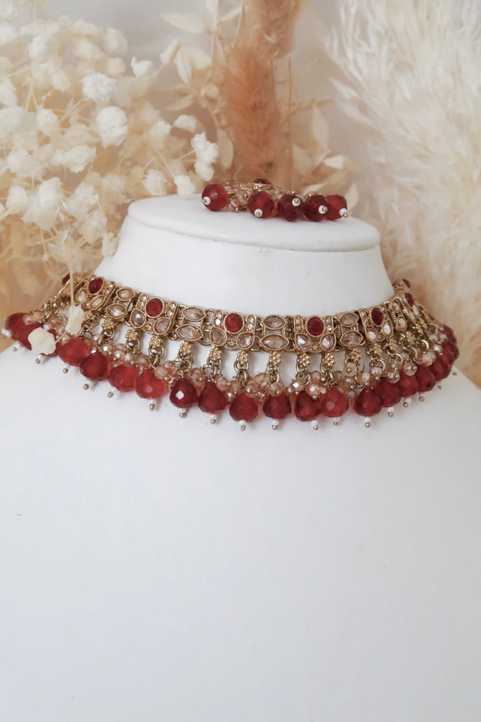 Mehak Choker Set (Ruby Red)