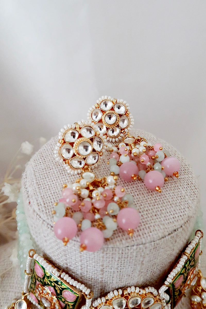 Suhani Kundan Set (Pink/Mint)