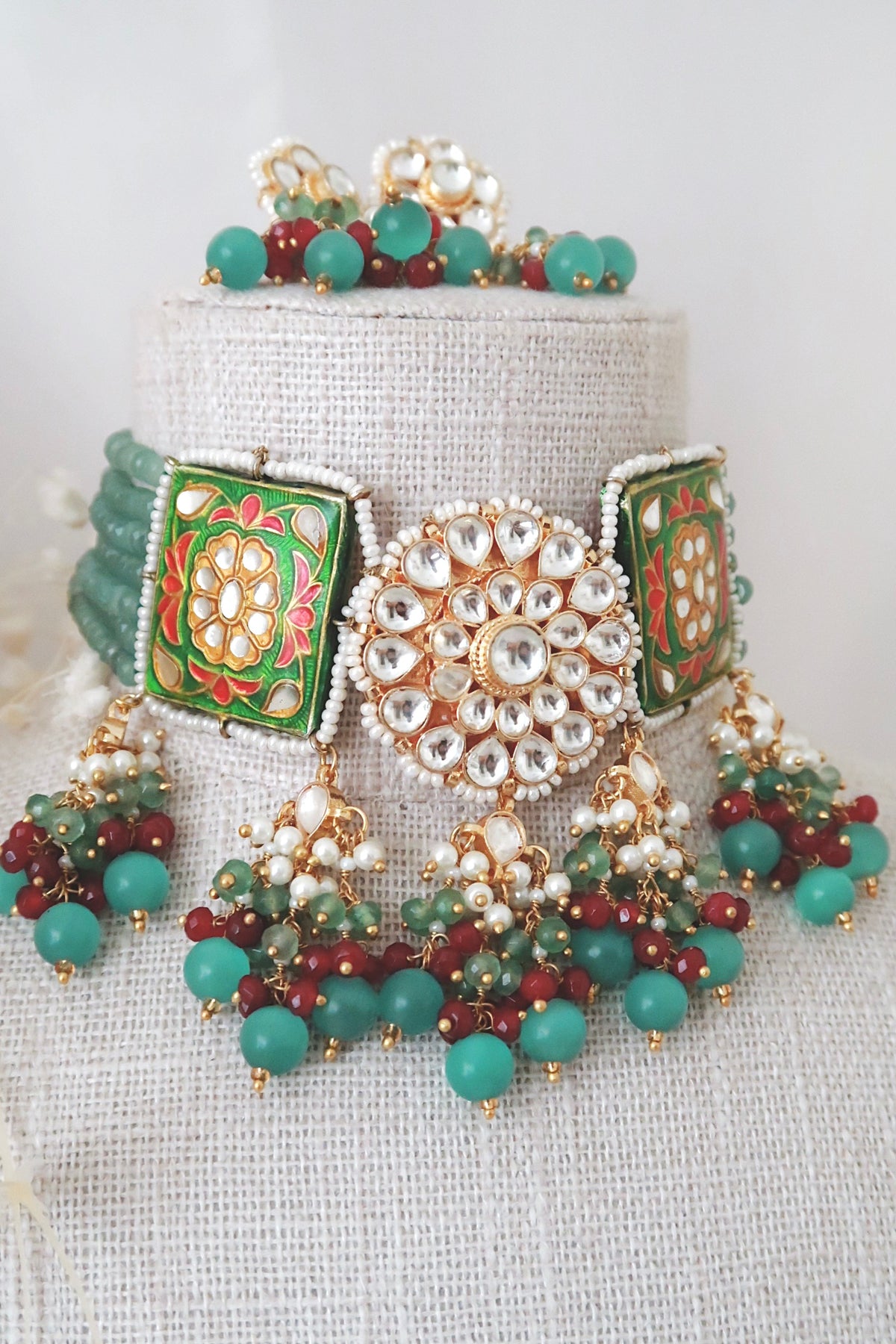 Suhani Kundan Set (Green/Ruby)