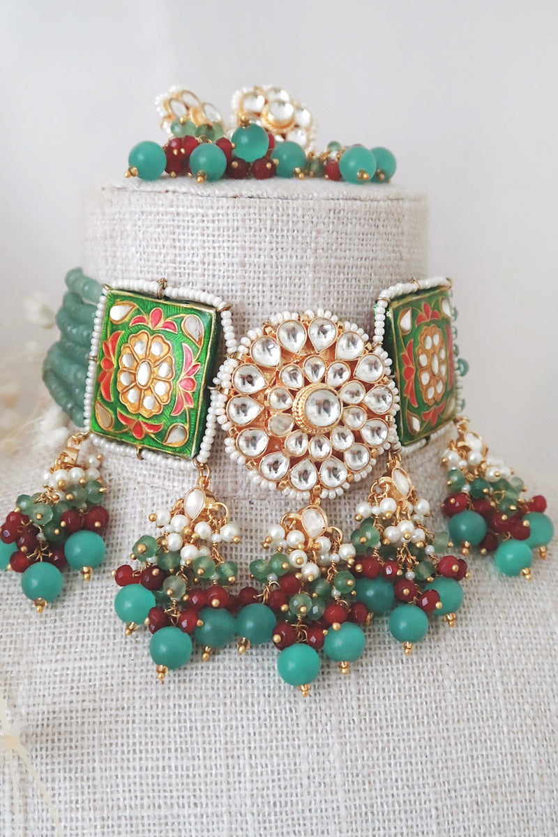 Suhani Kundan Set (Green/Ruby)