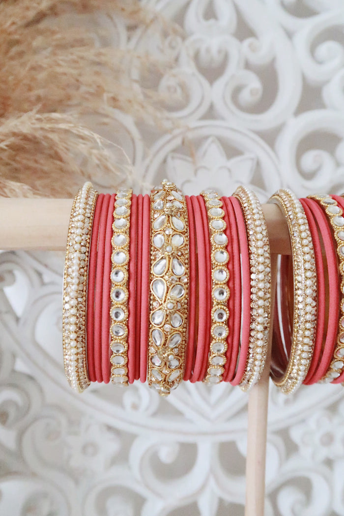 Kundan Bangle Set (Blush Rose)