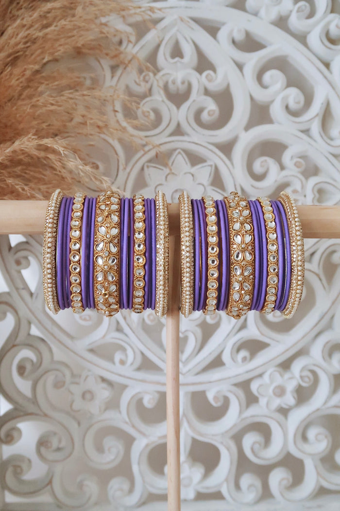 Kundan Bangle Set (Purple)