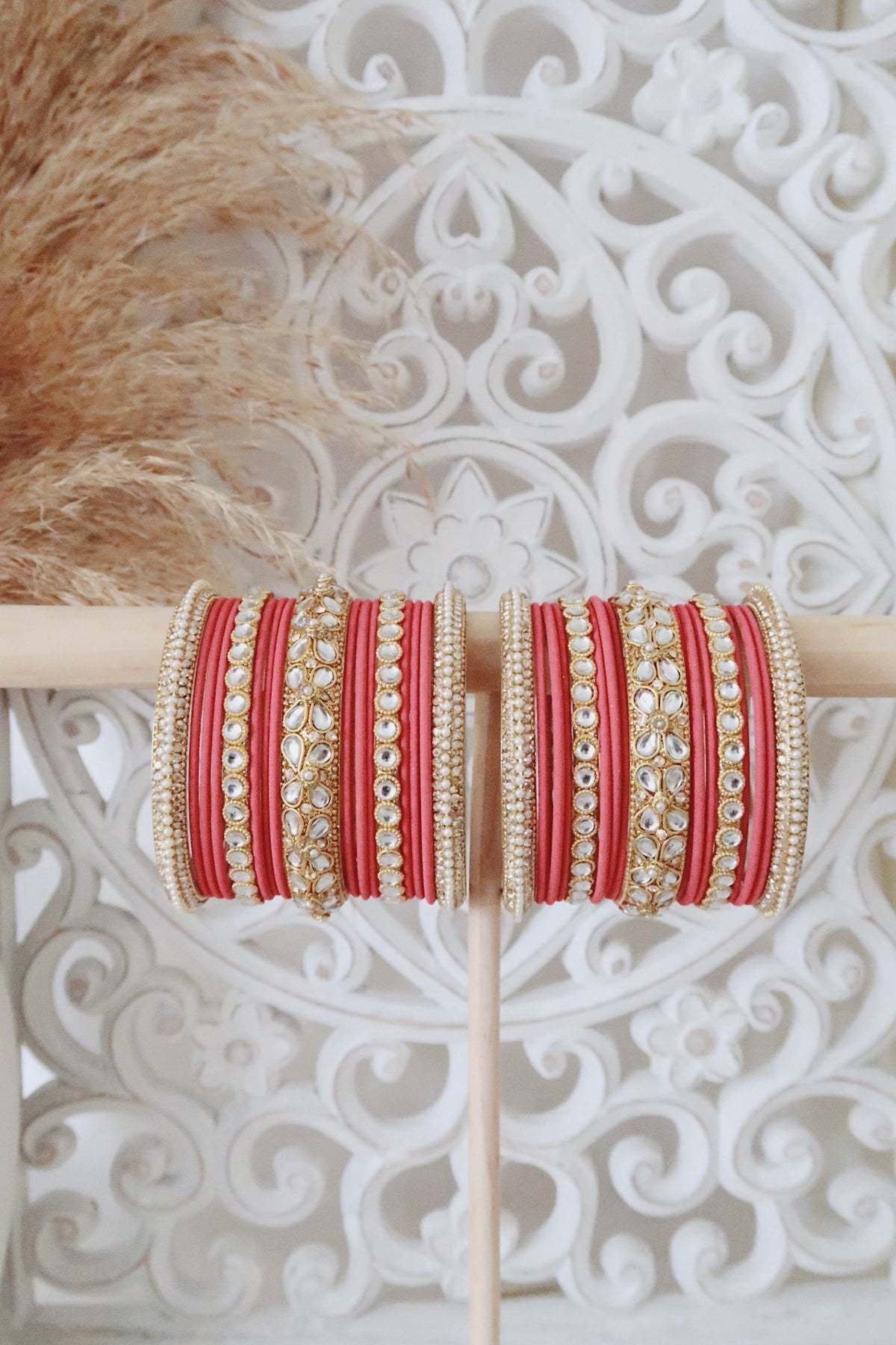 Kundan Bangle Set (Blush Rose)