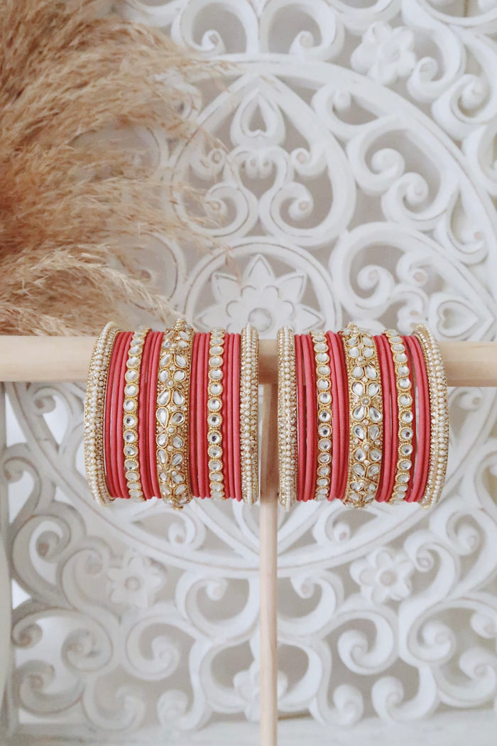 Kundan Bangle Set (Blush Rose)