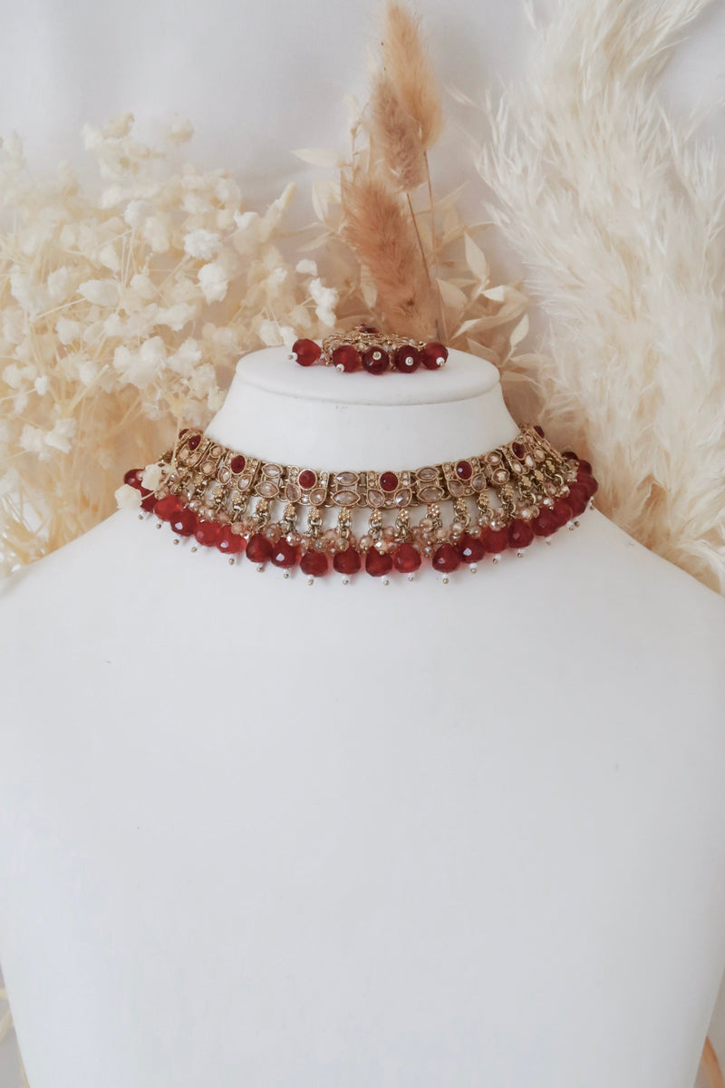 Mehak Choker Set (Ruby Red)