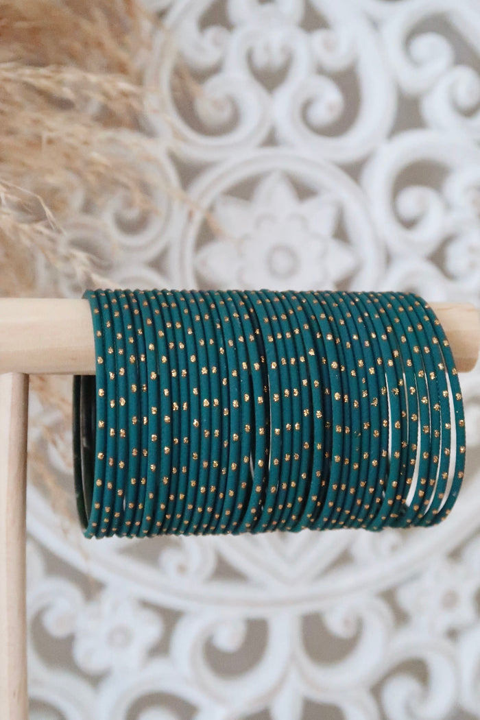 Peacock/Gold Dot Bangles