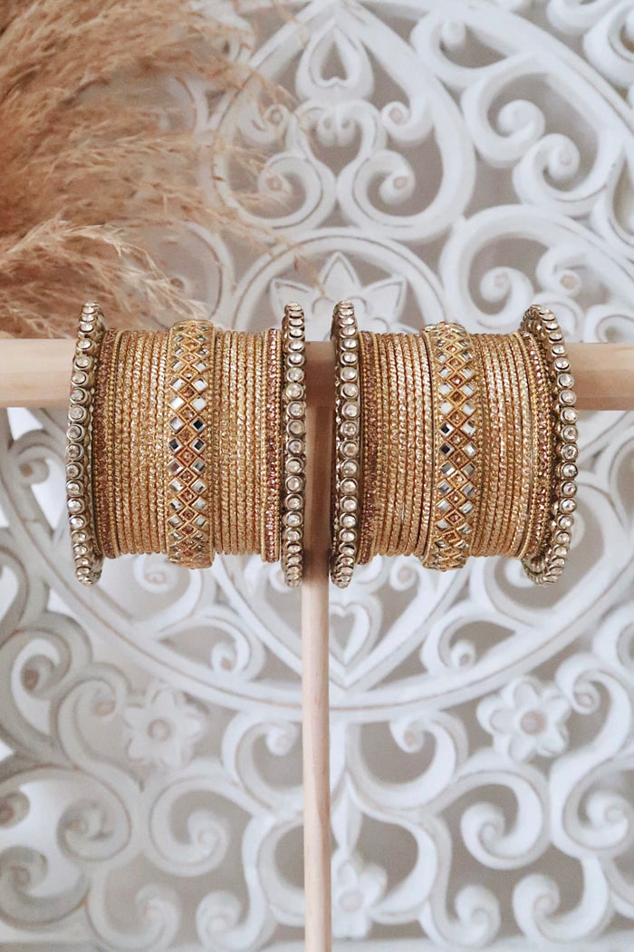 Gold/Mirror Bangle Set