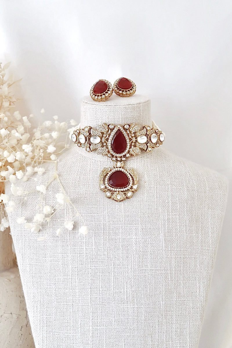 Reina Necklace Set (Ruby Red)