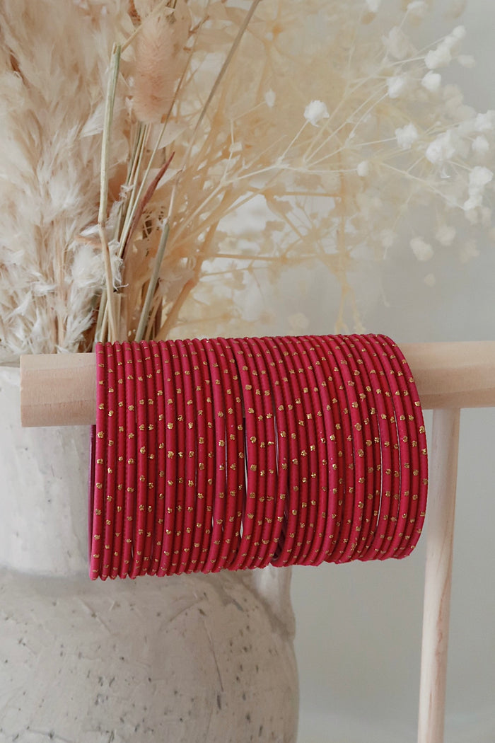 Fuchsia Dot Bangles