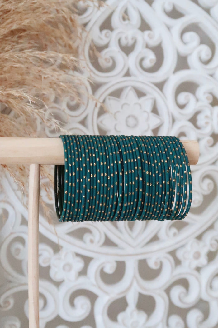 Peacock/Gold Dot Bangles