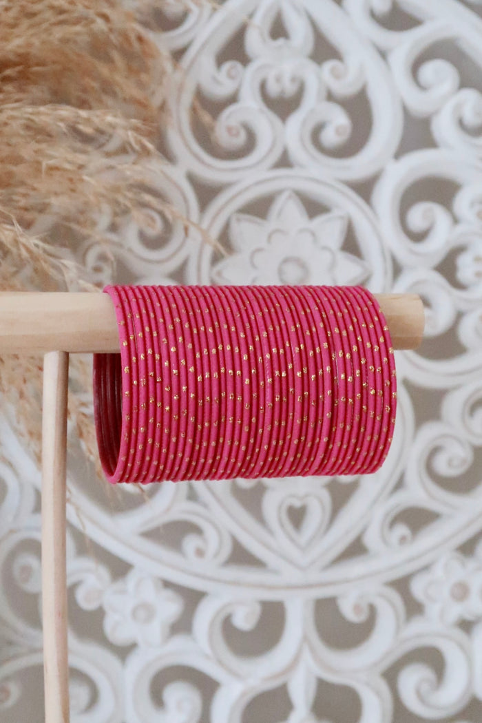 Fuchsia Dot Bangles
