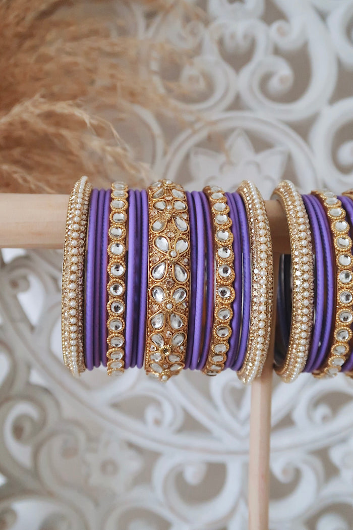 Kundan Bangle Set (Purple)