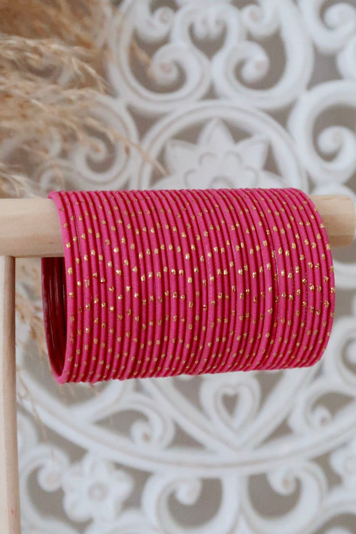 Fuchsia Dot Bangles