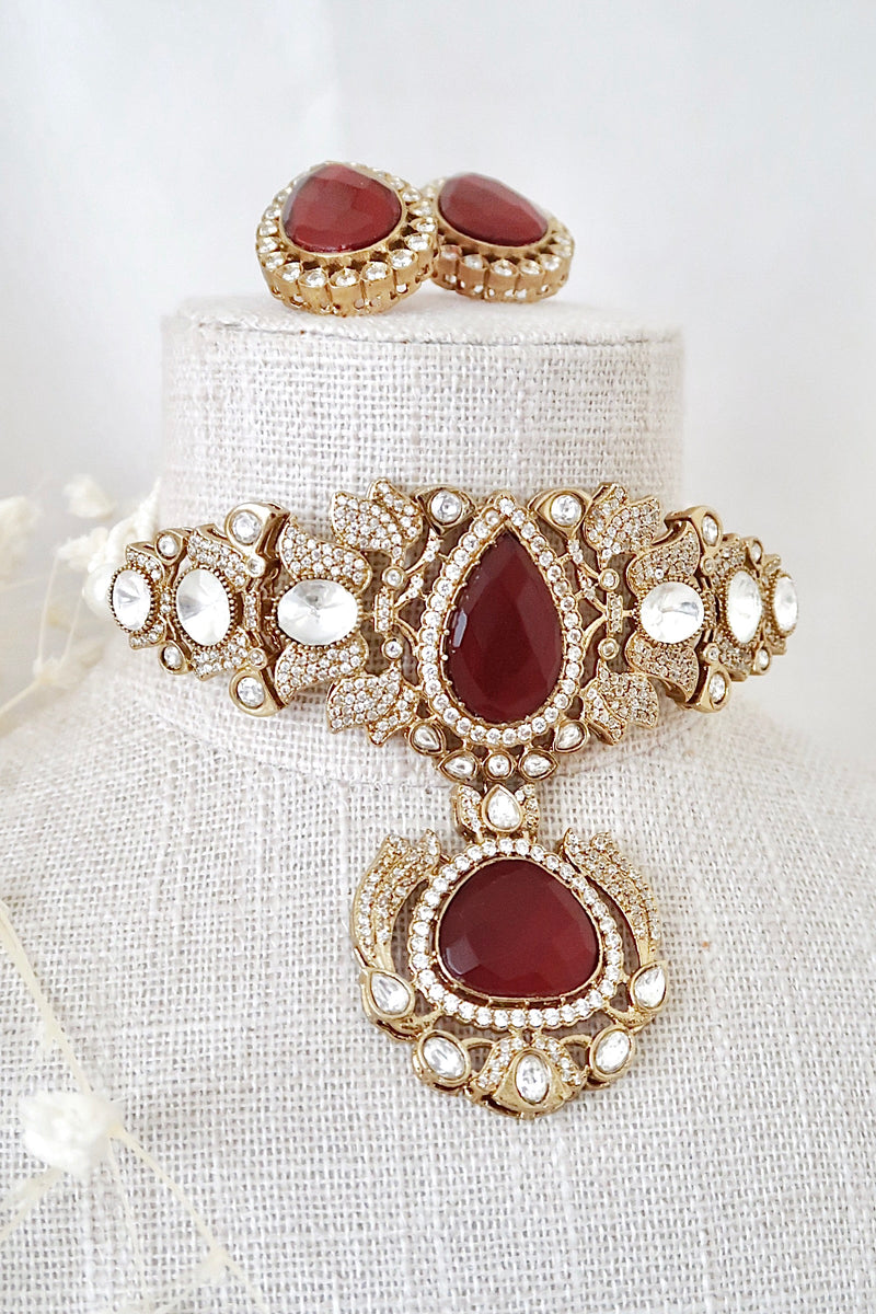 Reina Necklace Set (Ruby Red)