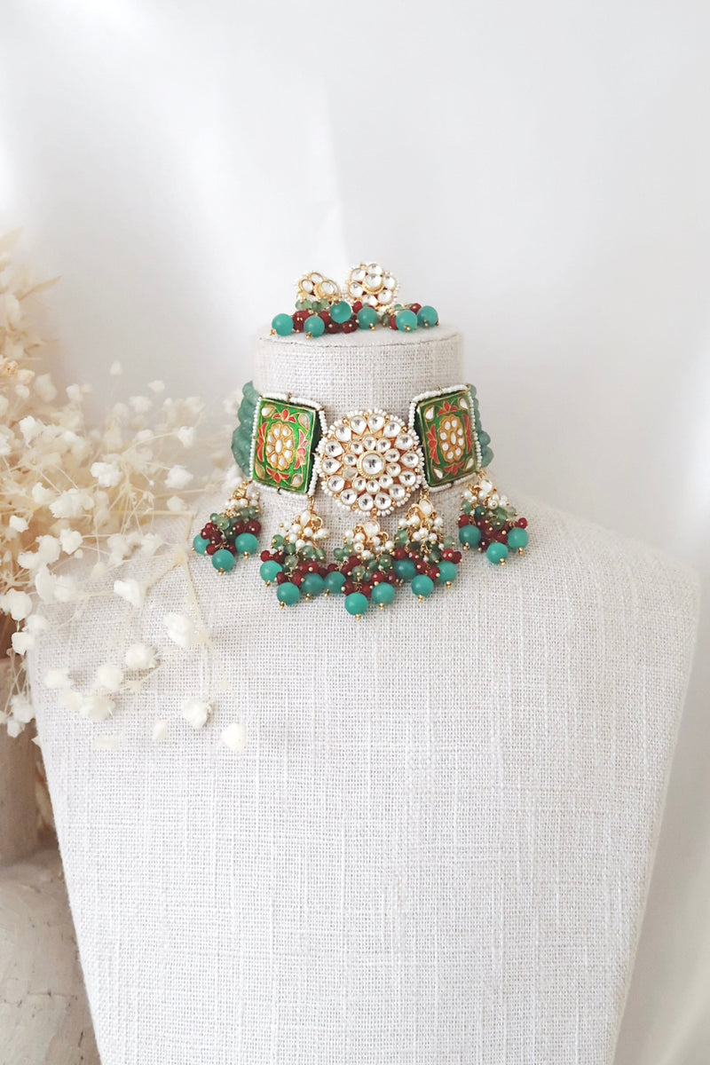 Suhani Kundan Set (Green/Ruby)