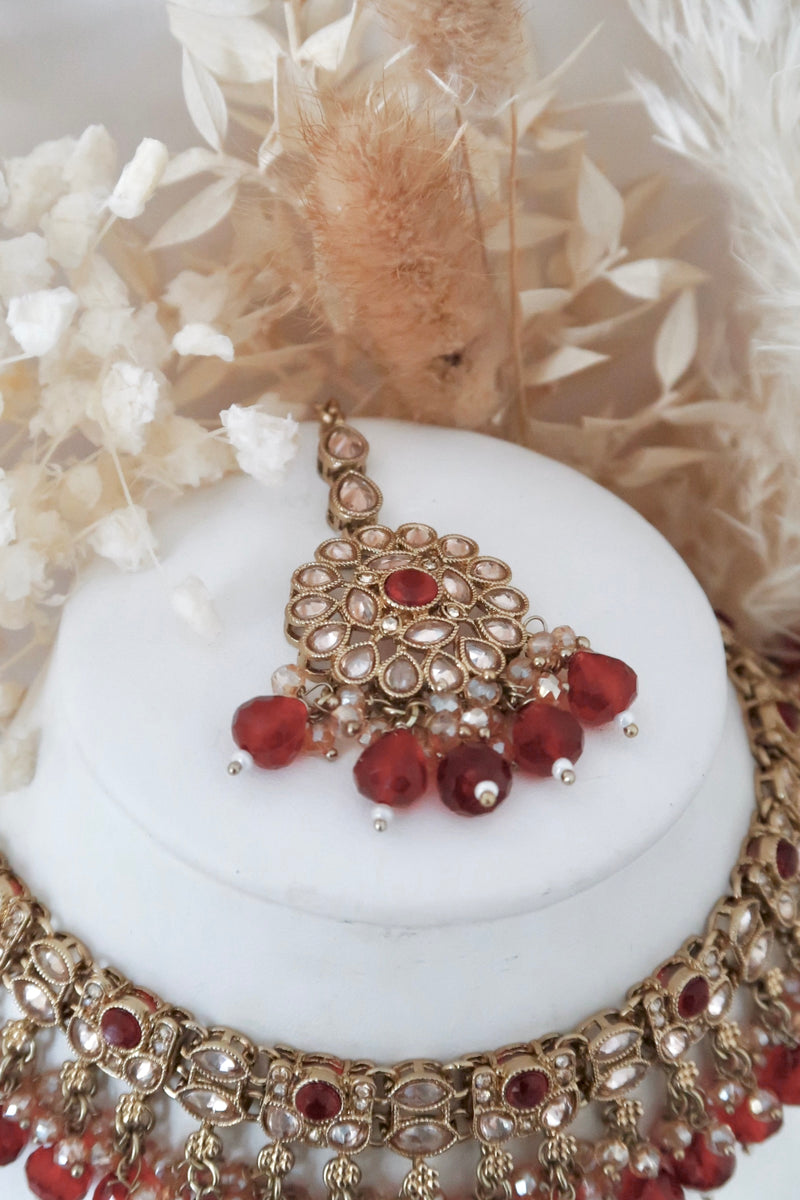 Mehak Choker Set (Ruby Red)