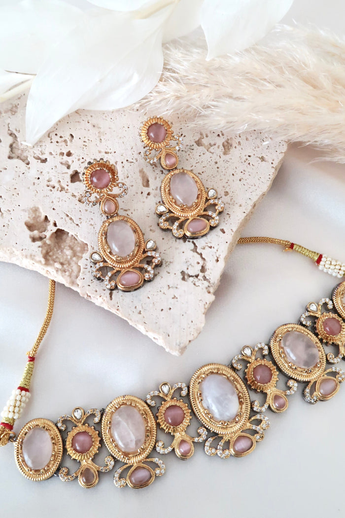 Aarvi Choker Set (Baby Pink)