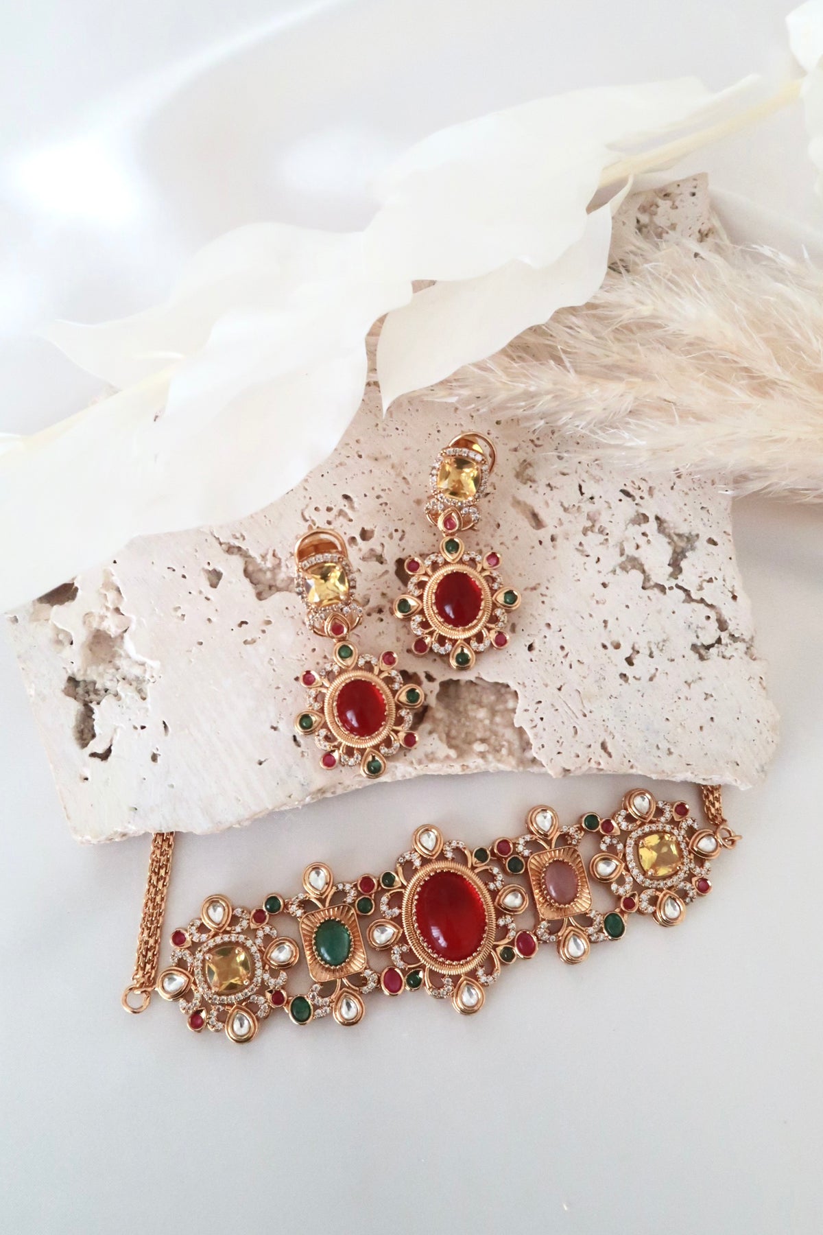 Kiara Choker Set (Ruby and Multi)