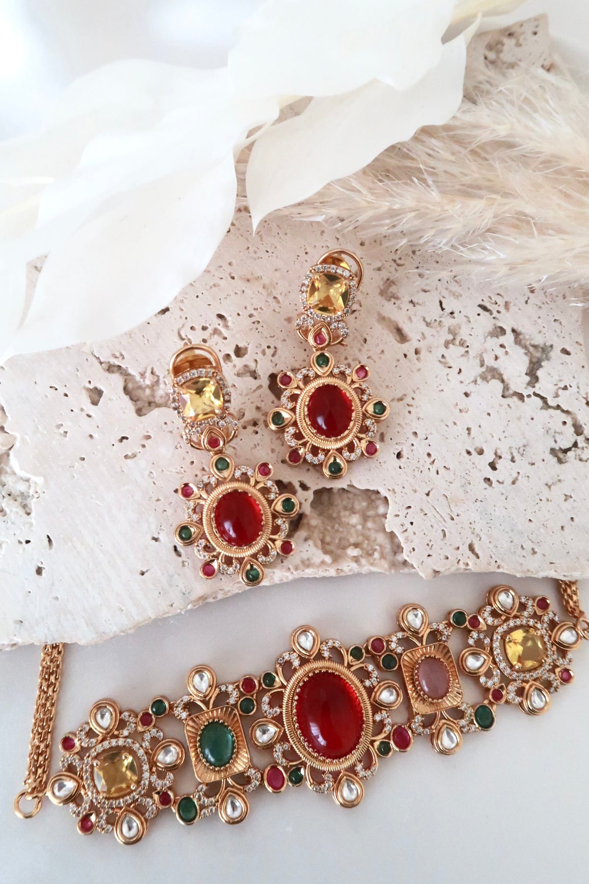 Kiara Choker Set (Ruby and Multi)