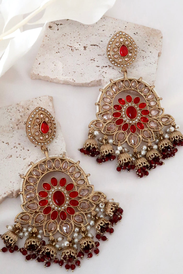 Noor Earrings (Ruby Red)