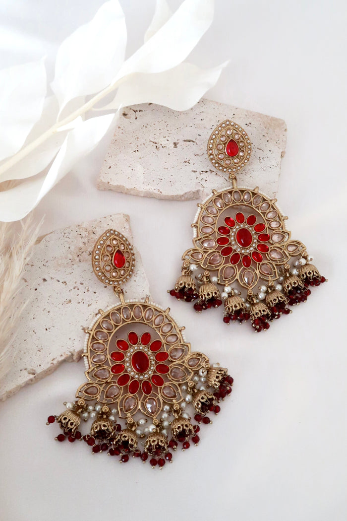 Noor Earrings (Ruby Red)