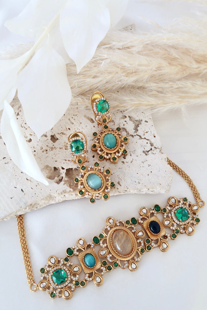 Kiara Choker Set (Yellow and Multi)