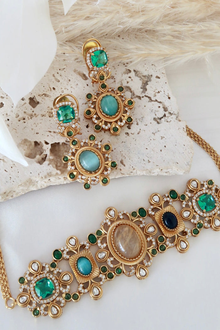 Kiara Choker Set (Yellow and Multi)