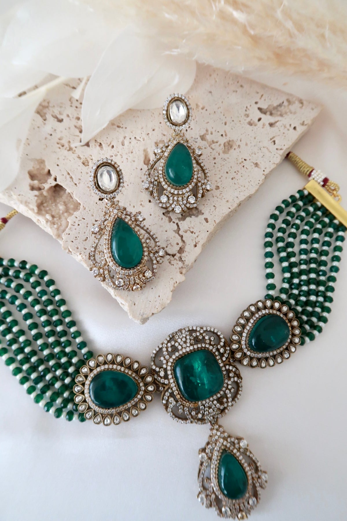 Meira Choker Set (Emerald Green)