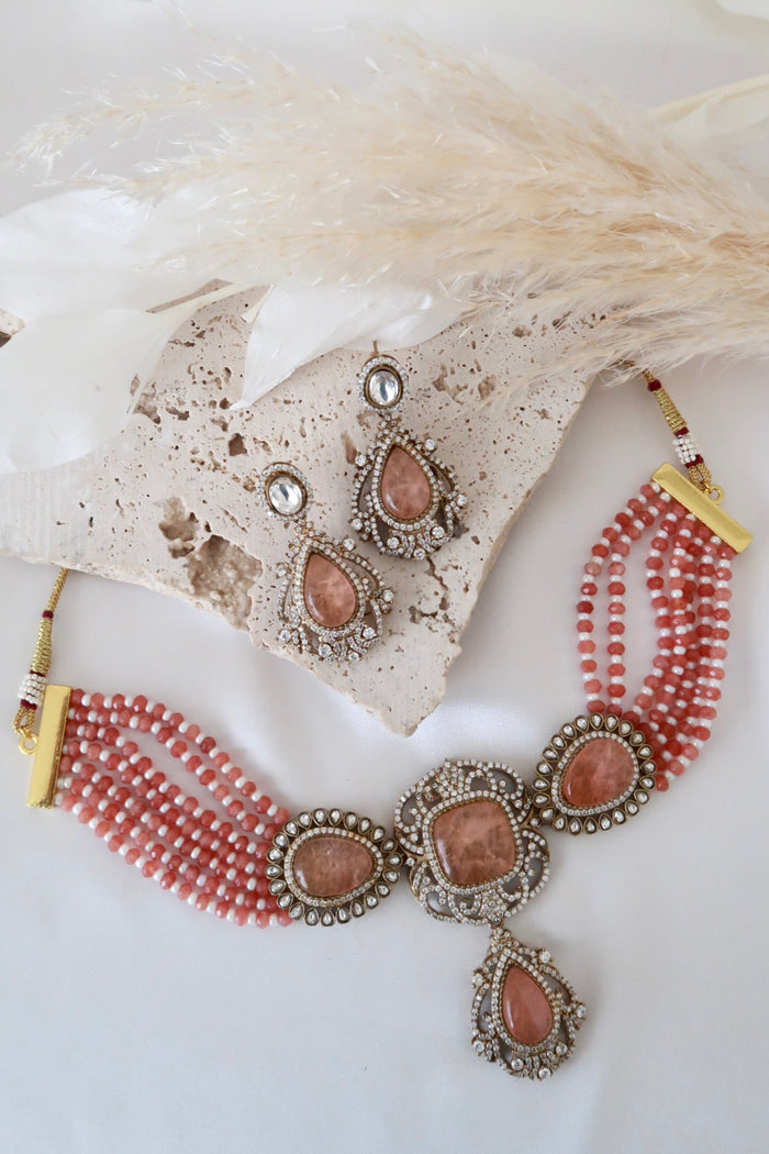 Meira Choker Set (Peach)