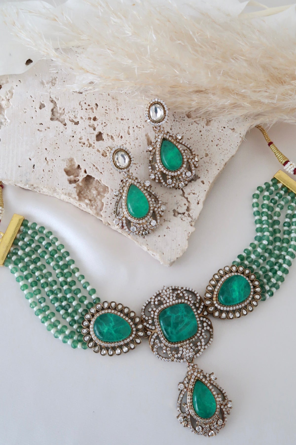 Meira Choker Set (Aqua Green)