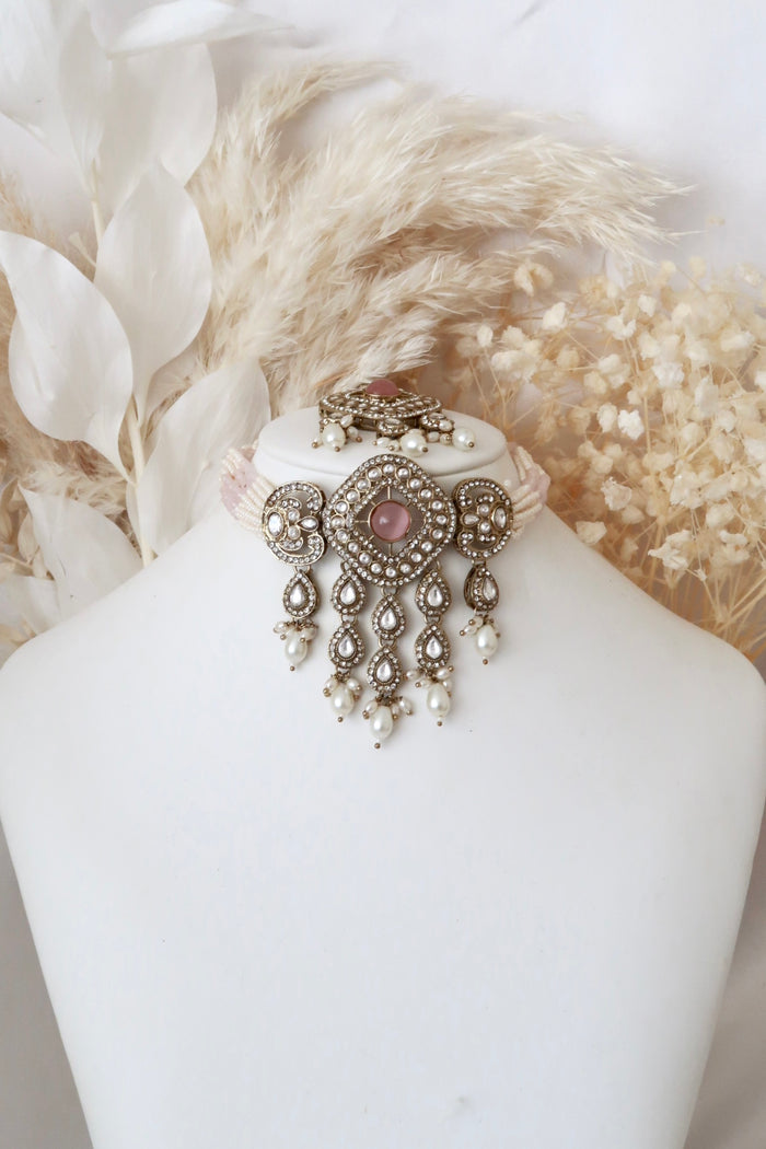 Aira Choker Set (Baby Pink)