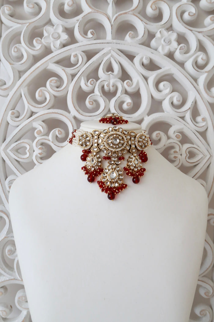 Gulzaar Choker Set (Ruby Red)