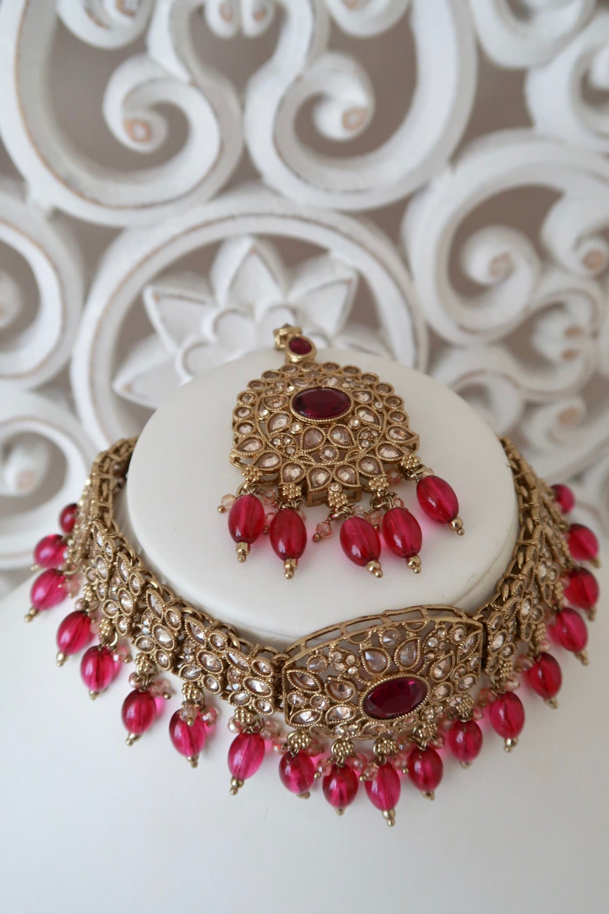 Anchal Choker Set (Fuchsia)