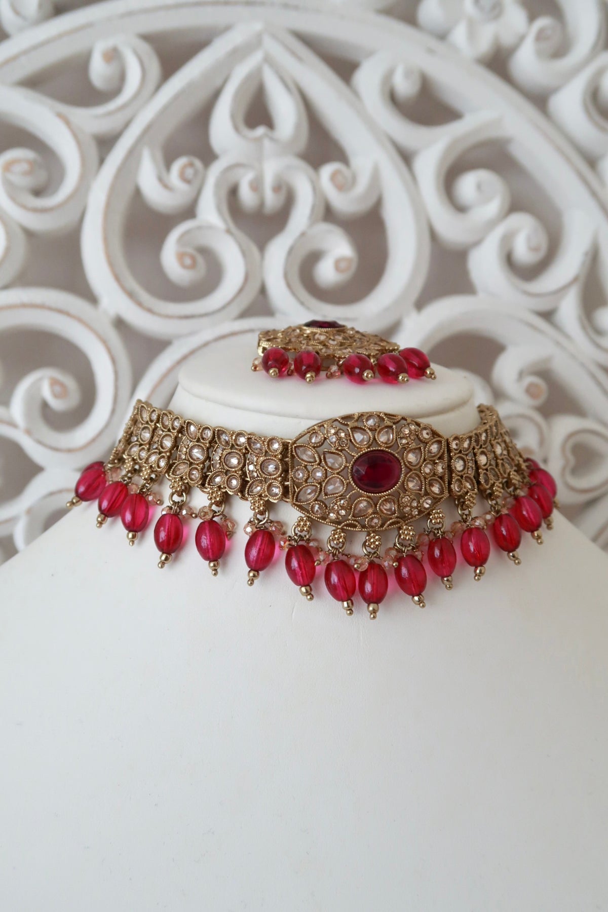 Anchal Choker Set (Fuchsia)