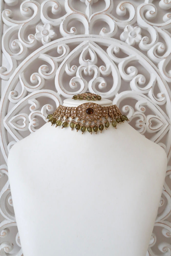 Anchal Choker Set (Olive)