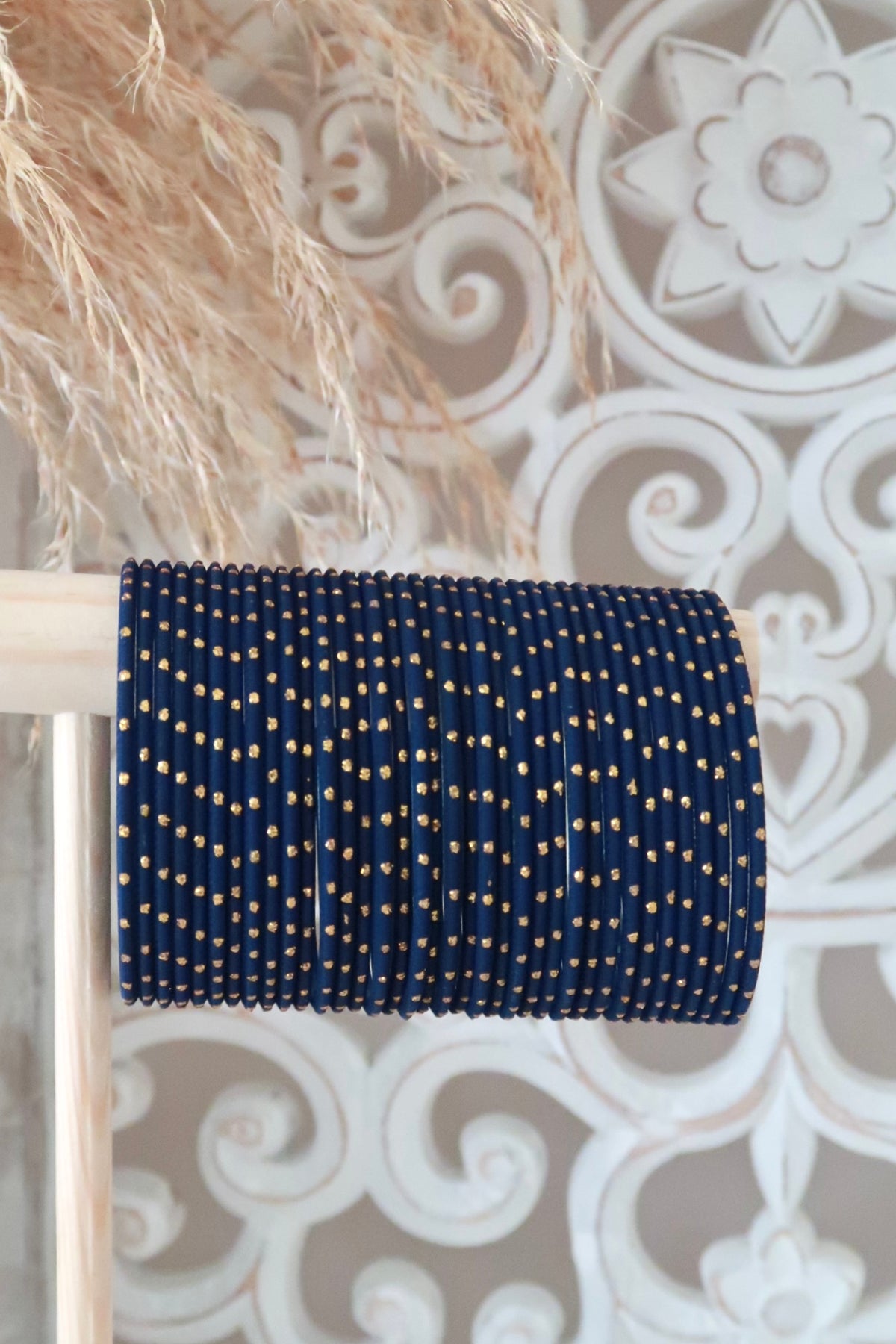 Navy Gold Dot Bangles