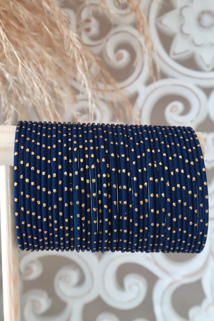 Navy Gold Dot Bangles