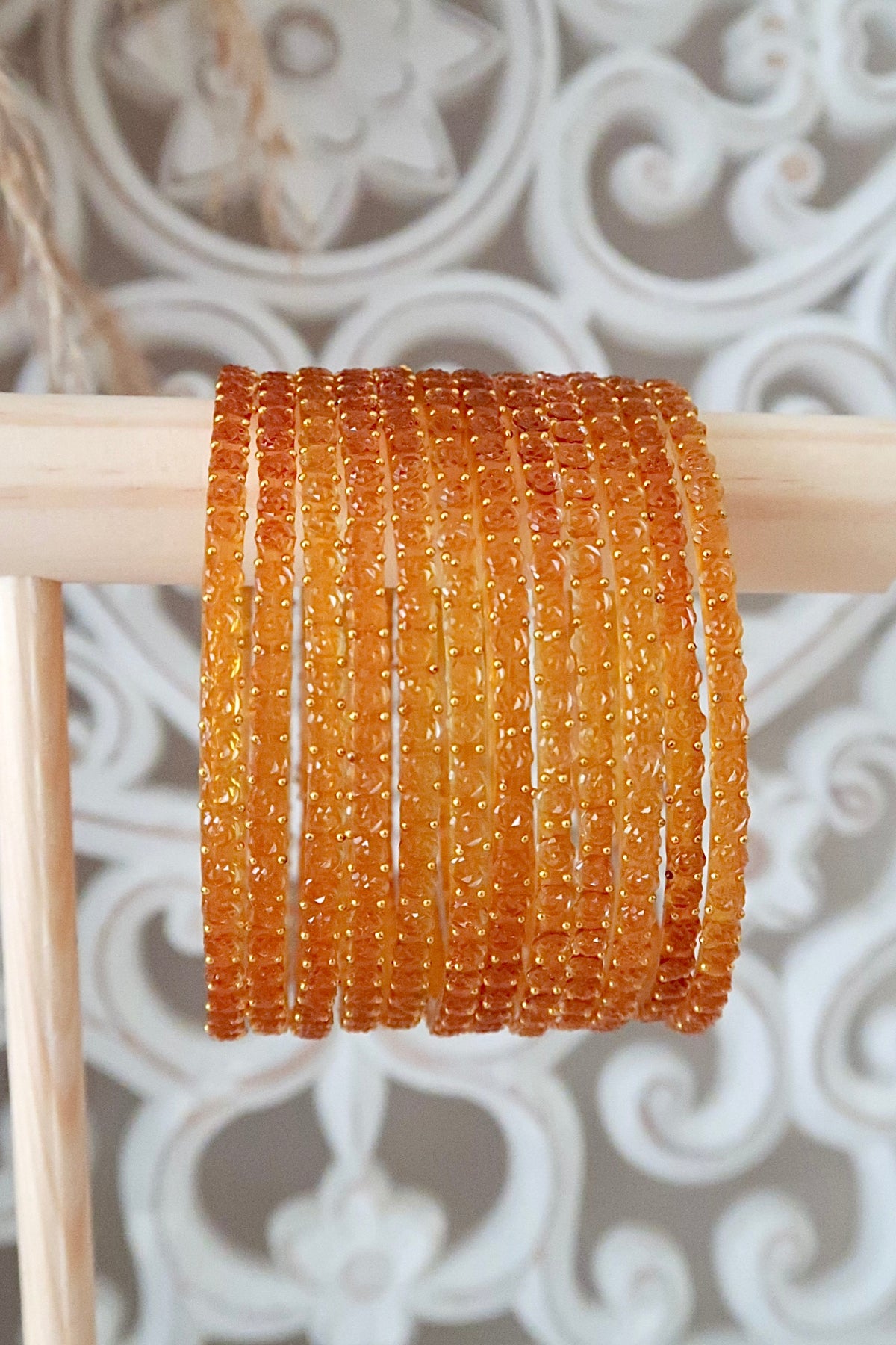 Kashmiri Glass Bangles (Orange)
