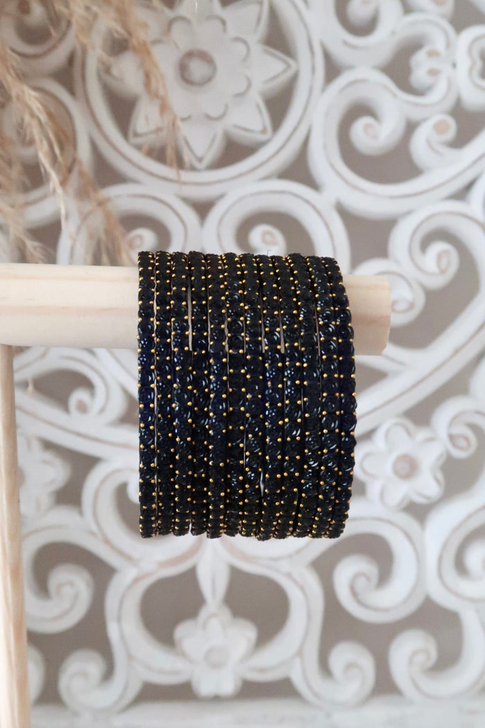 Kashmiri Glass Bangles (Navy)