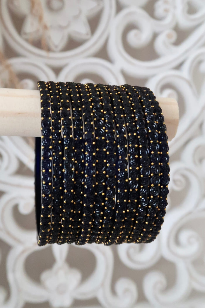 Kashmiri Glass Bangles (Navy)