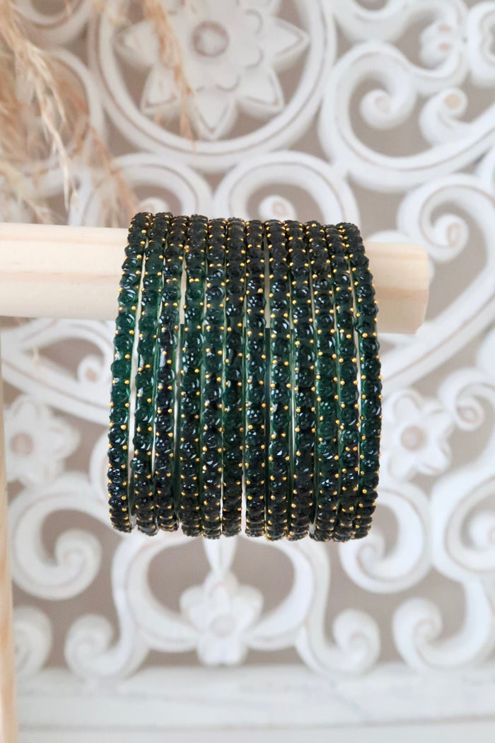Kashmiri Glass Bangles (Emerald)