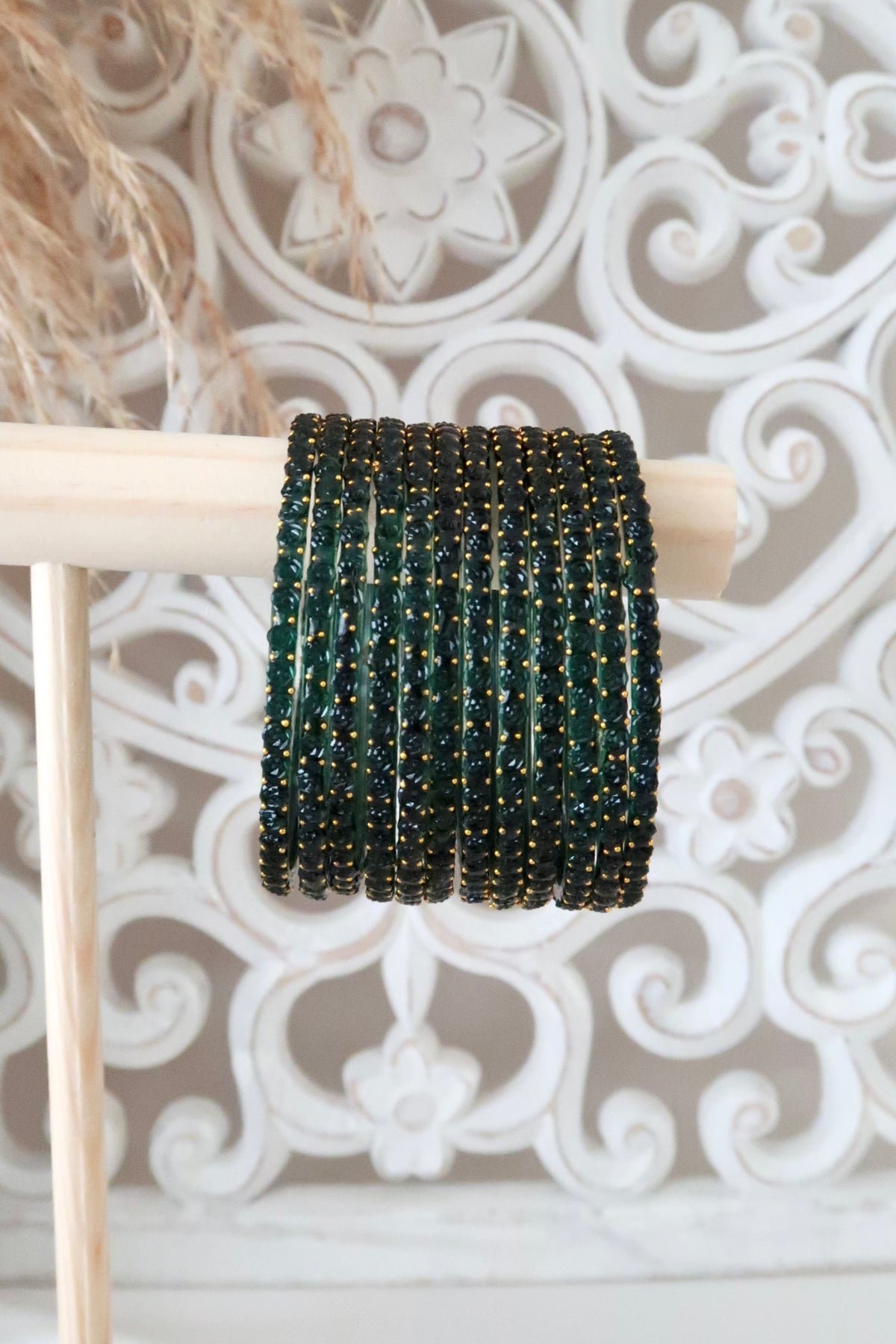 Kashmiri Glass Bangles (Emerald)