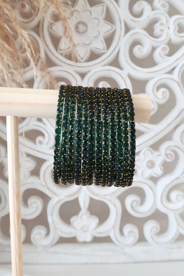 Kashmiri Glass Bangles (Emerald)