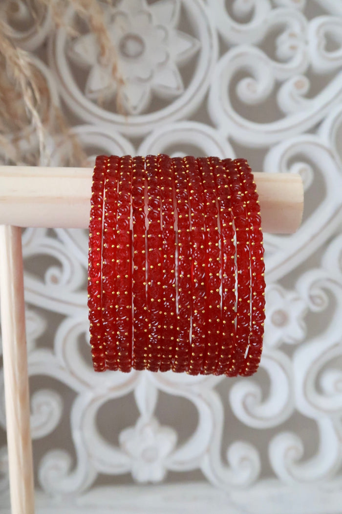 Kashmiri Glass Bangles (Red)