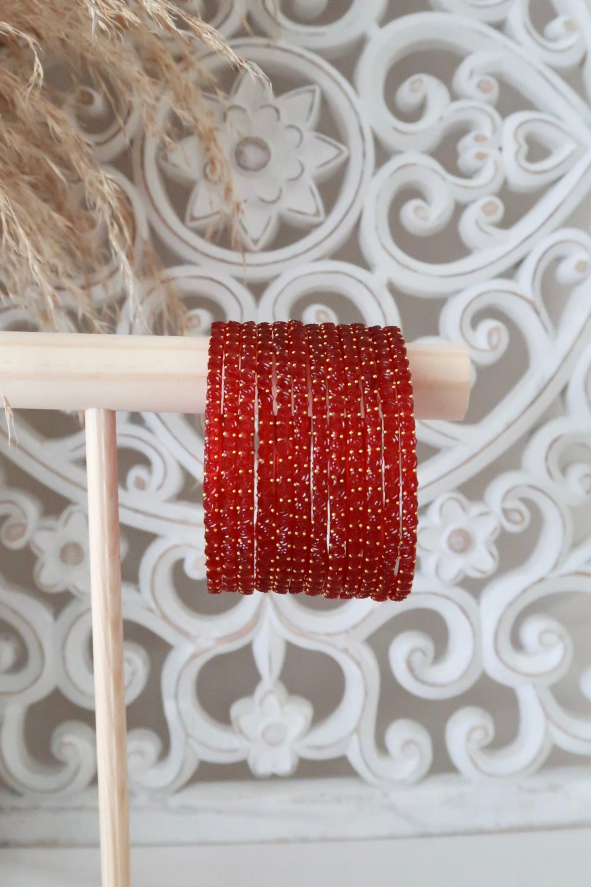 Kashmiri Glass Bangles (Red)