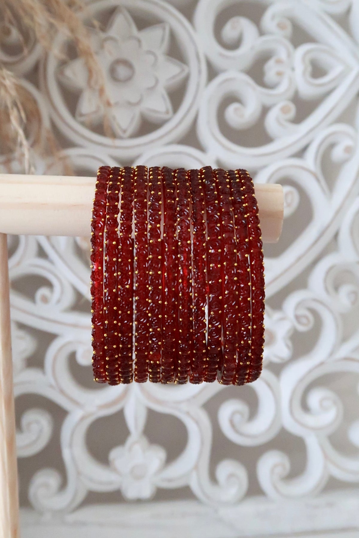 Kashmiri Glass Bangles (Maroon)