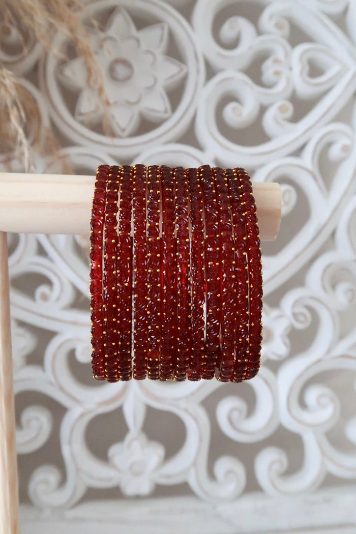 Kashmiri Glass Bangles (Maroon)