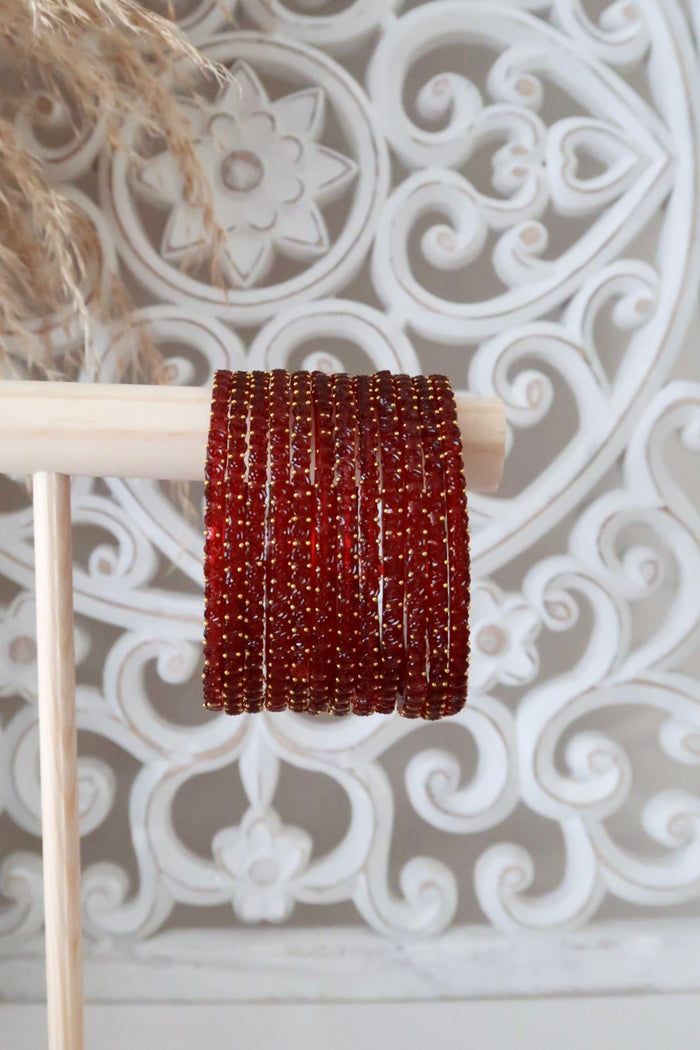 Kashmiri Glass Bangles (Maroon)