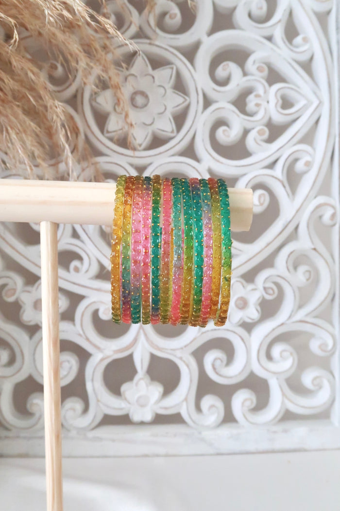 Kashmiri Glass Bangles (Pastel Rainbow)