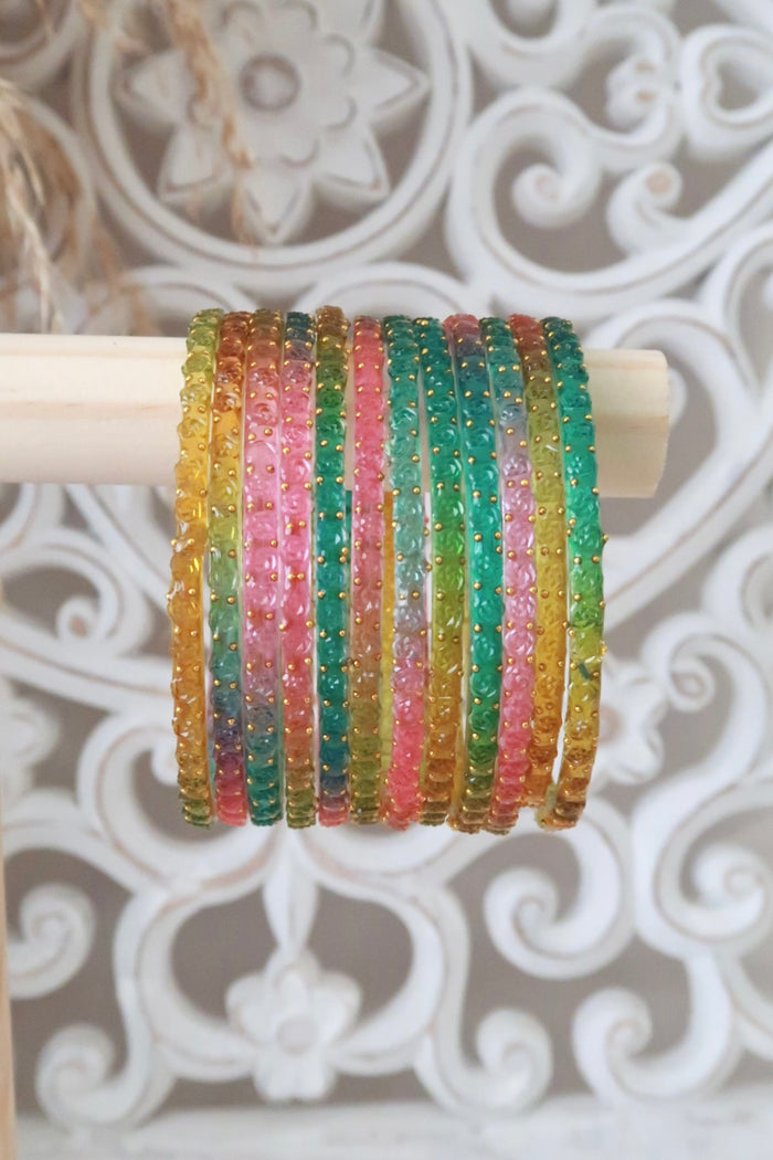 Kashmiri Glass Bangles (Pastel Rainbow)